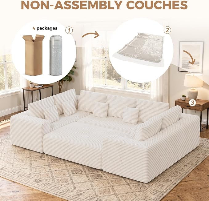 Luxanimarion 136'' Large Sectional Cloud Couches - Image 3