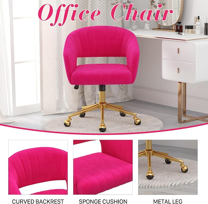 Home Office Chair Swivel Velvet Desk Chair Accent Armchair Upholstered Modern - Image 8