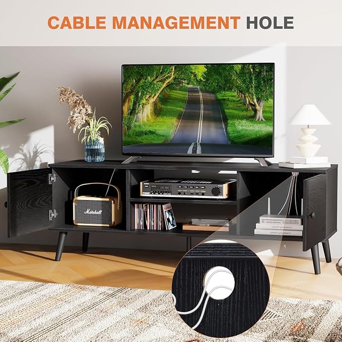Sweetcrispy TV Stand for 55 60 inch TV, Modern Mid Century Entertainment Center - Image 6