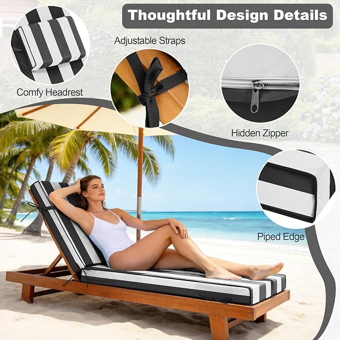 Chaise Lounge Cushions Outdoor 80x26x6 Inch, Fade Resistant 6'' Thicken Outdoor - Image 5