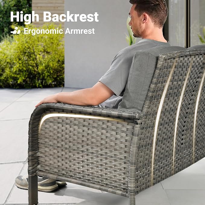 ovios 2-Piece Patio Furniture Set, Outdoor Wicker Sofa - Image 2
