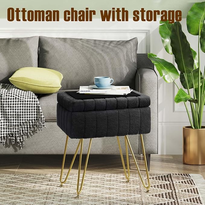 Greenstell Vanity Stool Chair Faux Fur - Image 5