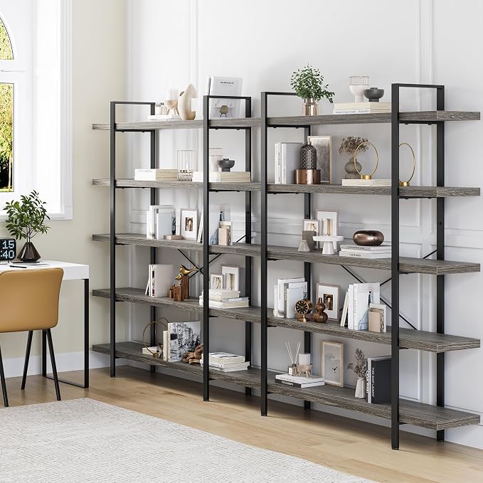OtterOasis Bookshelf Set, Heavy Duty 5-Tier Industrial Bookcase, 120lbs Shelf - Image 8