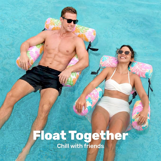 SLOOSH Inflatable Pool Floats Adult, 2 Packs Floating Lounge Chairs, Blow up - Image 2