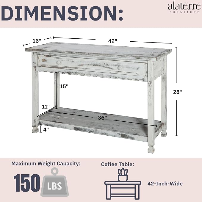 Alaterre Furniture Rustic Country Cottage Console Table - Image 3