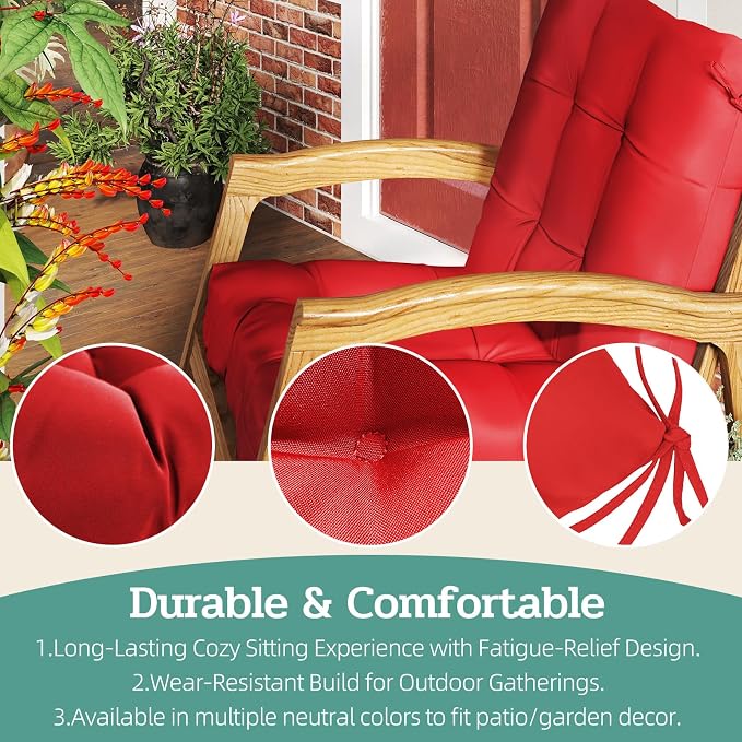 Outdoor Chair Cushions Set of 2, High Back Soft Seat Pad - Image 5