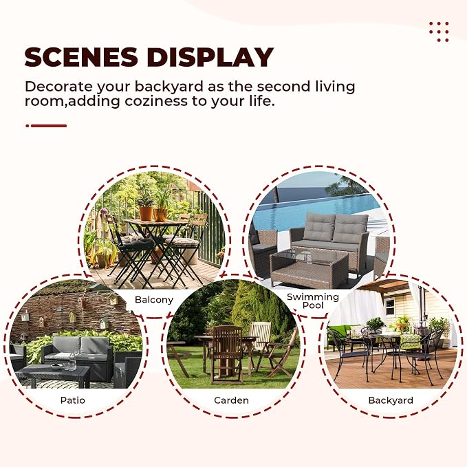 DANGHOOGY Wicker Chair Cushions, Waterproof Outdoor Loveseat Cushions - Image 7