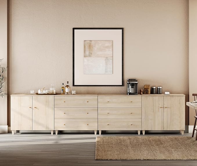 WAMPAT TV Stand Cabinets for 120+ Inches TVs, 4-in-1 Wood Media Console Table - Image 3