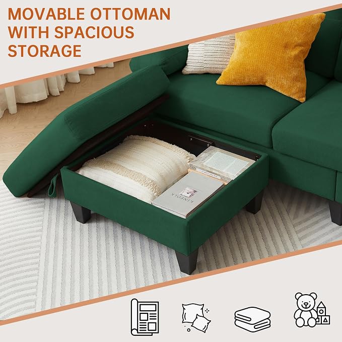 2 Piece Sectional Sofa Set, 3 Seat L Shaped Couches - Image 5