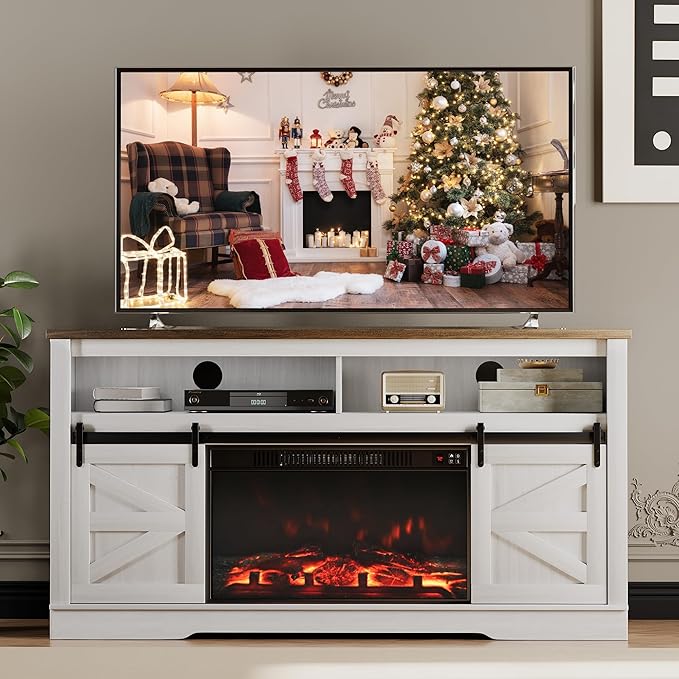 JUMMICO Fireplace TV Stand for 65+ Inch TV by JUMMICO