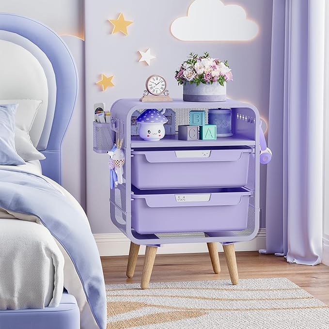 SYKIARIOL Kids Nightstand, Girls Bedside Table, Night Side Table, Kids Night - Image 2
