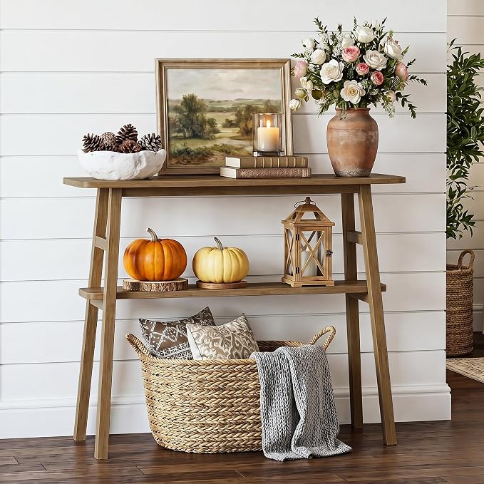 39.4" Solid Bamboo Entryway Console Table, Sofa Table Behind Couch, Narrow by Alifewithtasteandstyle