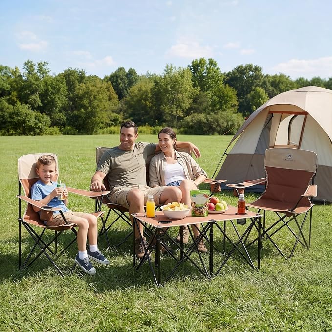 Camping Chair Set of 3, Outdoor Folding Camping Chairs - Image 2