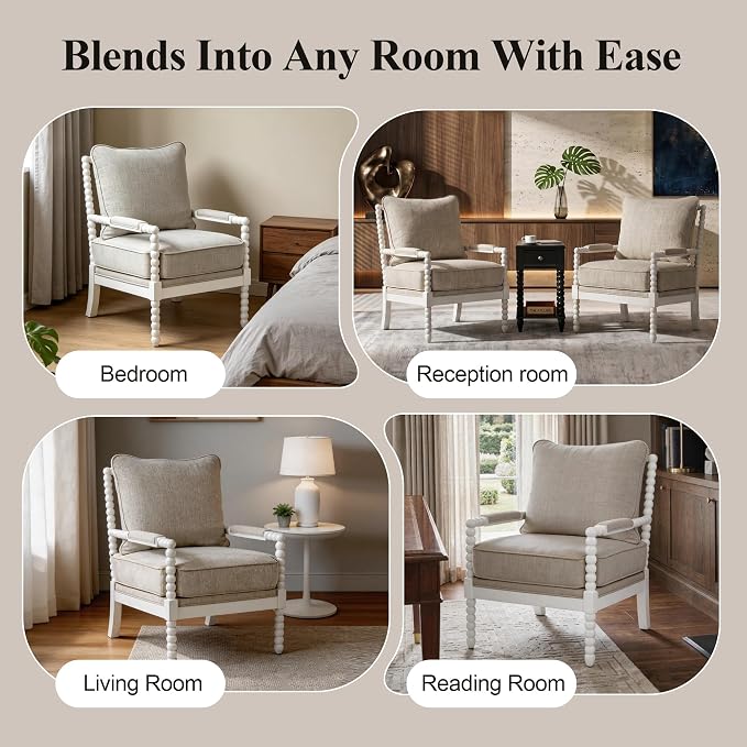 DUHOME Linen Fabric Spindle Accent Chair - Image 8