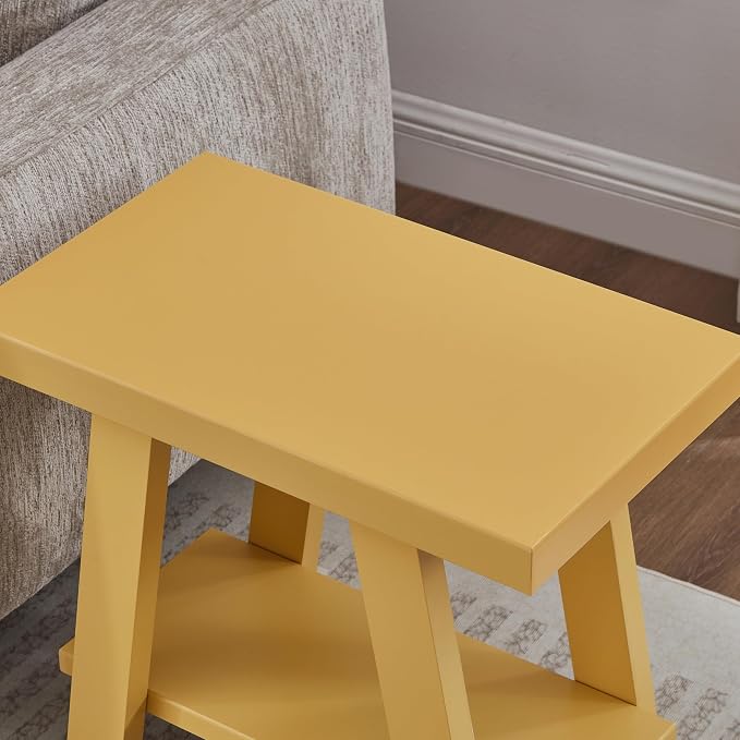 Roundhill Furniture Athens Contemporary Wood Shelf Side Table in Yellow - Image 4