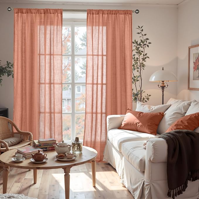 BGment Terracotta Linen Curtains - Image 2