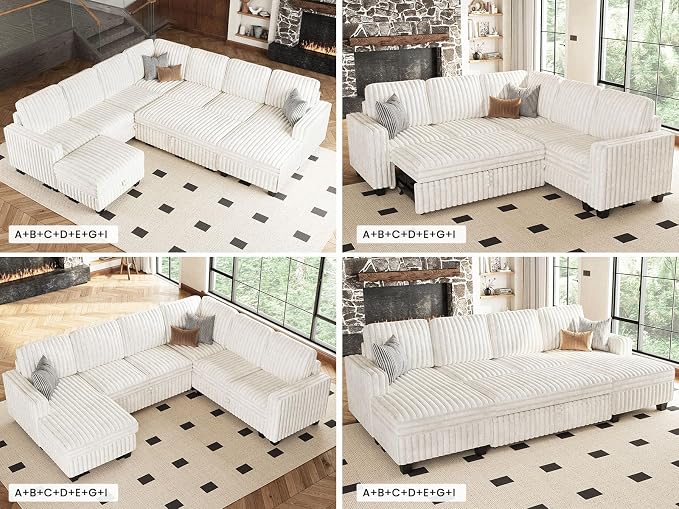Belffin Corduroy Sleeper Sofa - Image 7