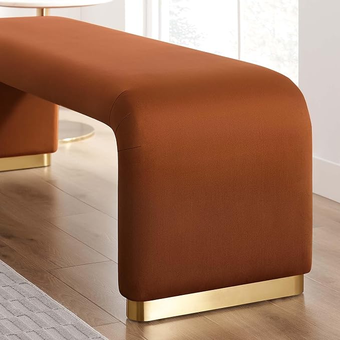 Modway EEI-6734-BRA-RUS Koda Performance Velvet Waterfall Long Bench, Brass Rust - Image 9