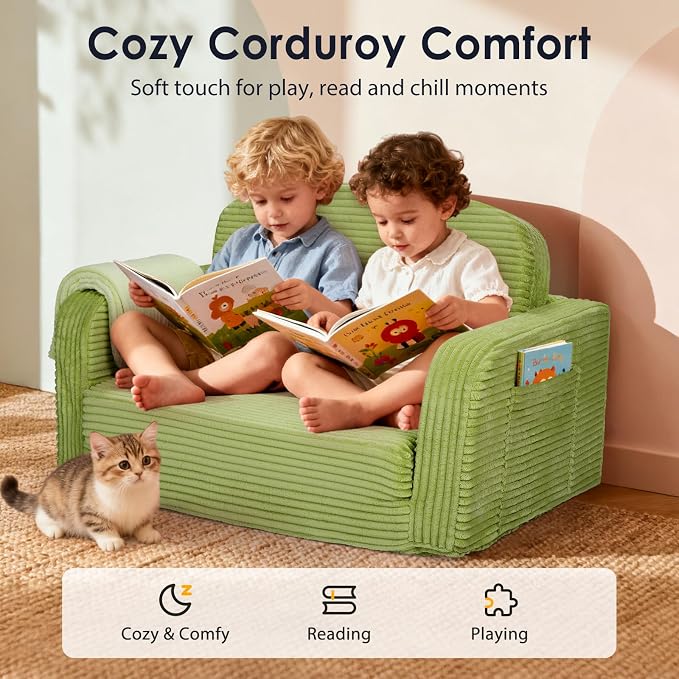 Foryoomi Extra Wide 2 in 1 Convertible Toddler Kids Couch - Image 3