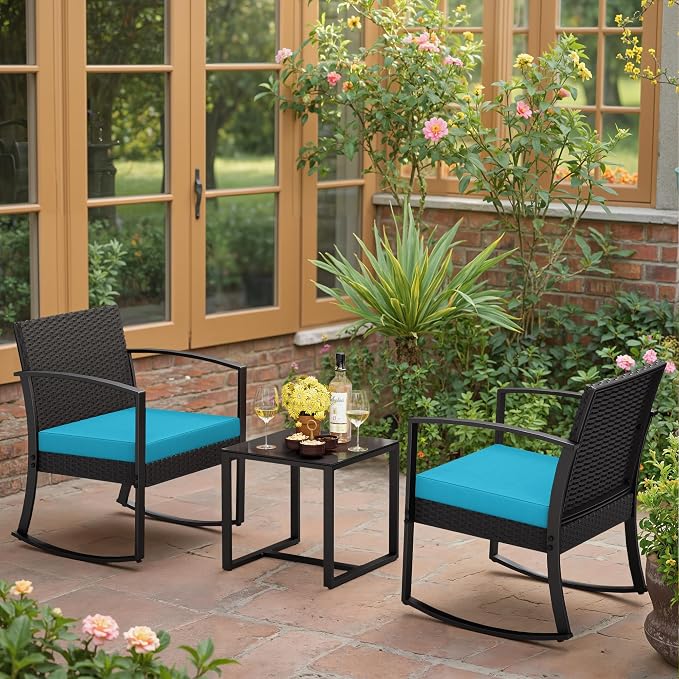 Greesum 3 Piece Patio Furniture Set, All-Weather Imitation Rattan Conversation - Image 5
