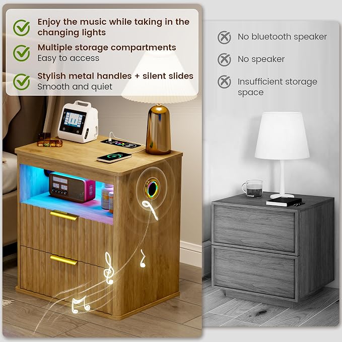 WOOVIVS Modern Nightstand Set of 2 - Image 6