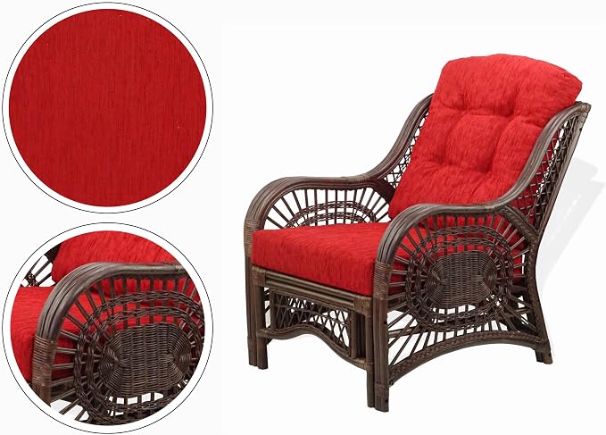 Malibu Lounge Set of 4: 2 Natural Rattan Wicker Chairs, Three-Seater Sofa - Image 4