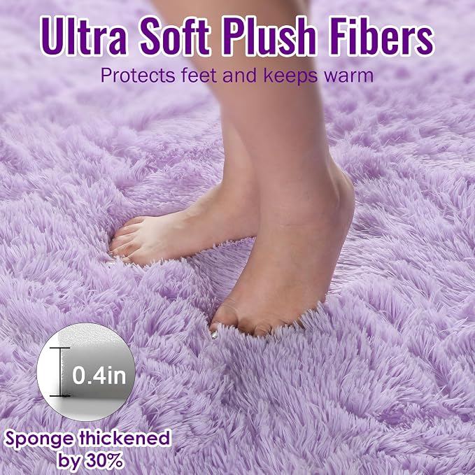 PAGISOFE Fluffy Purple Rug 2' x 6' Shaggy Runner Rugs - Image 2