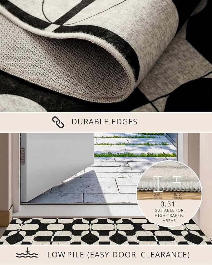 Latte&Fog 5x7 Area Rugs for Living Room Bedroom, Boho Non Slip Low Pile Carpet - Image 6