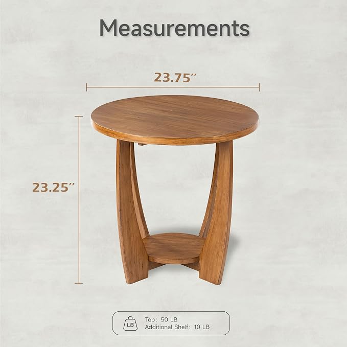 Round Farmhouse End Table for Small Spaces, French Country Accent Side Table - Image 2