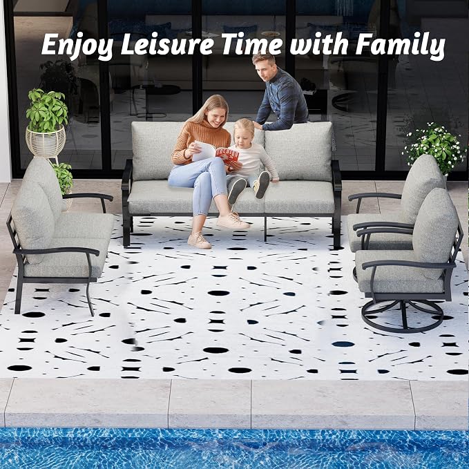 HOMREST Outdoor Furniture Thickened Cushion 360 Degree Swivel Rocking Patio - Image 7