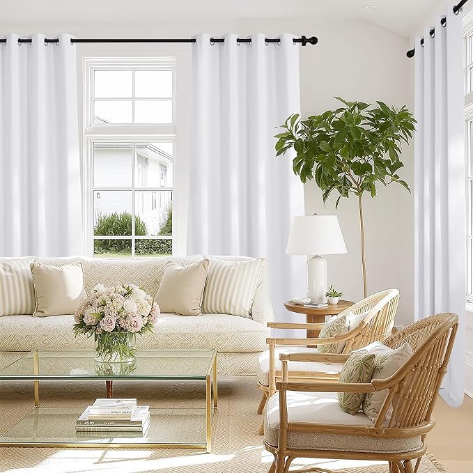 NICETOWN 100% Blackout White 120 inch Long Curtains - Image 8