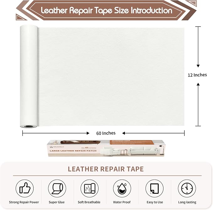 KING MOUNTAIN Leather Repair Patch, 12 x 60 Inches self Adhesive Leather Repair - Image 4
