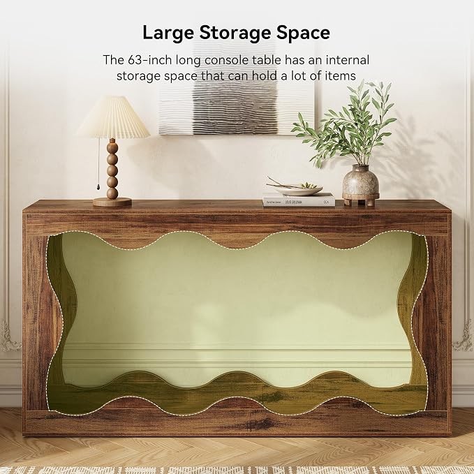 LITTLE TREE 63-Inch Entryway Table, Chic Design, Farmhouse Sofa Table Behind - Image 6