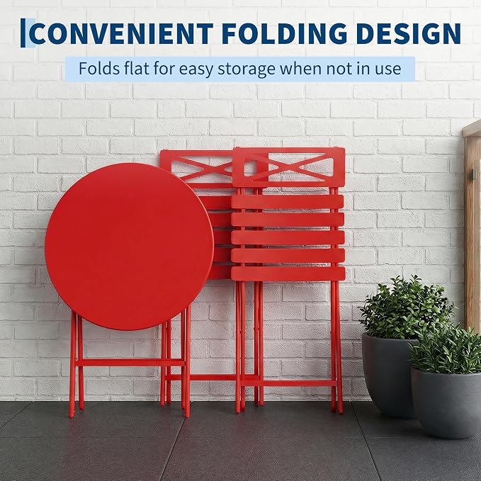 GarveeLife 3 Piece Patio Bistro Set, New Iron Outdoor Furniture Set, Metal - Image 2