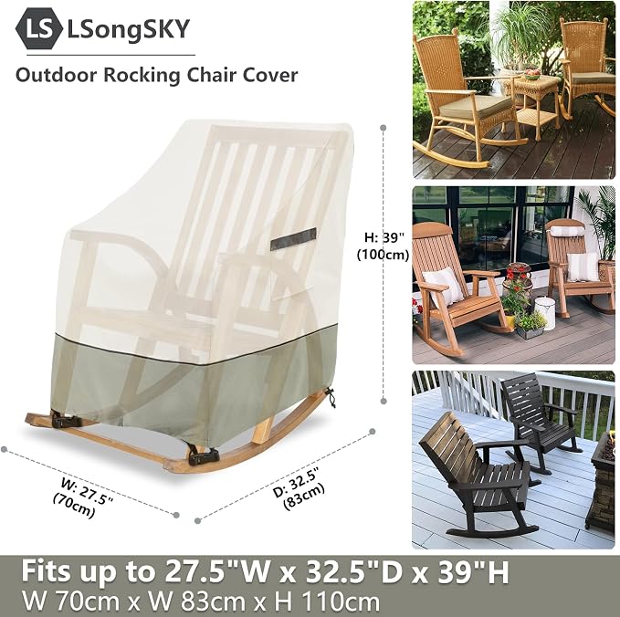 Patio Rocking Chair Cover 2-Pack, Rocking Chair Covers - Image 2