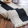 Macrame Table Runner Cream Beige and Black Boho Table Runners by AlynsehomCreateaBetterLife