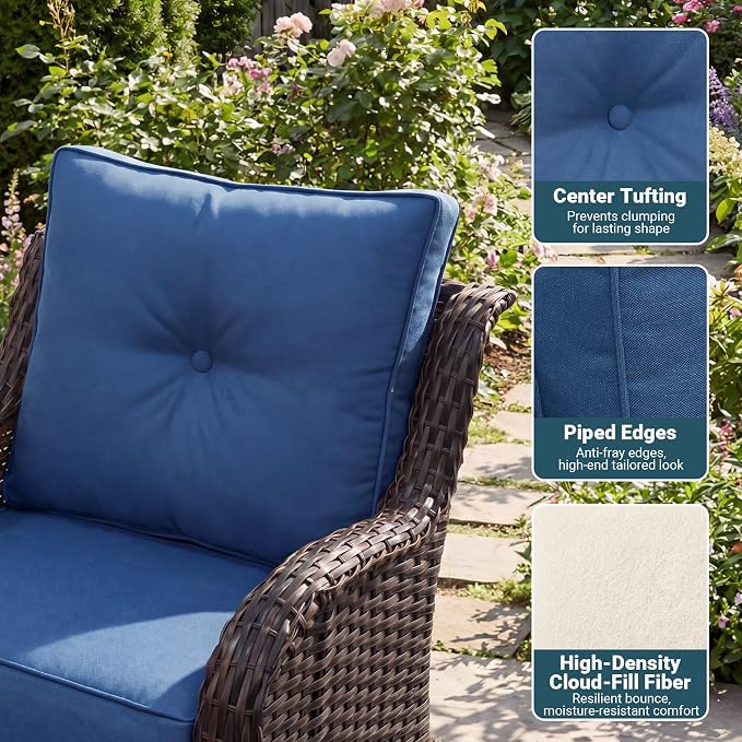 Patio Furniture Set, High Back Swivel Chairs, Weather Resistant Olefin Fabric - Image 8