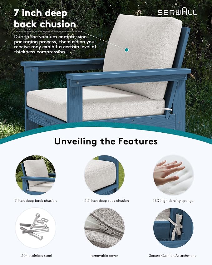 SERWALL HDPE Patio Conversation Set, 6-piece Sectional Outdoor Furniture Set - Image 4