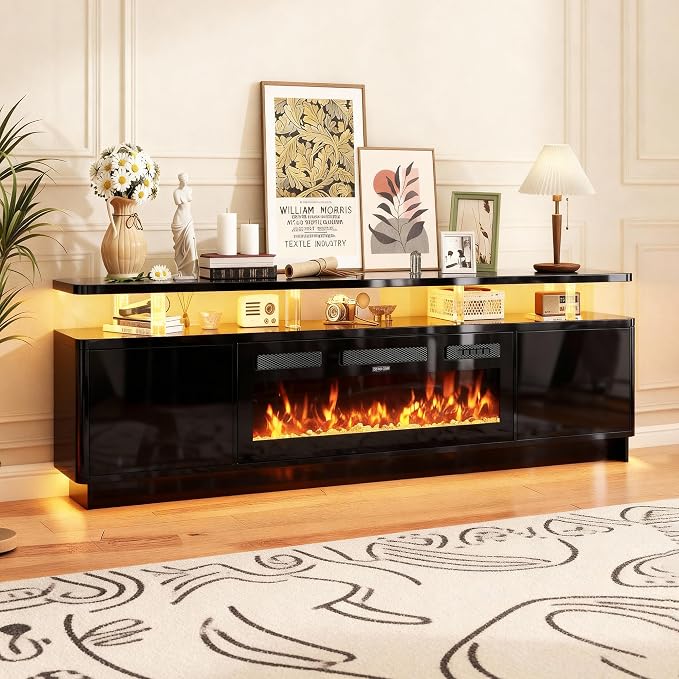 MXV 70" Fireplace TV Stand for TVs up to 80", Entertainment Center - Image 8
