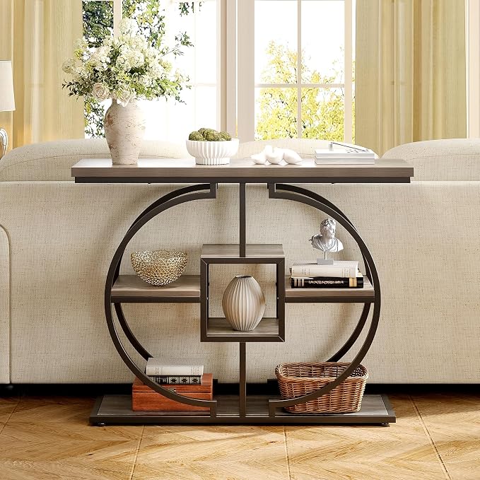 GiftGo Narrow Console Table for Entryway Industrial 4-Tier Sofa Table Behind - Image 3