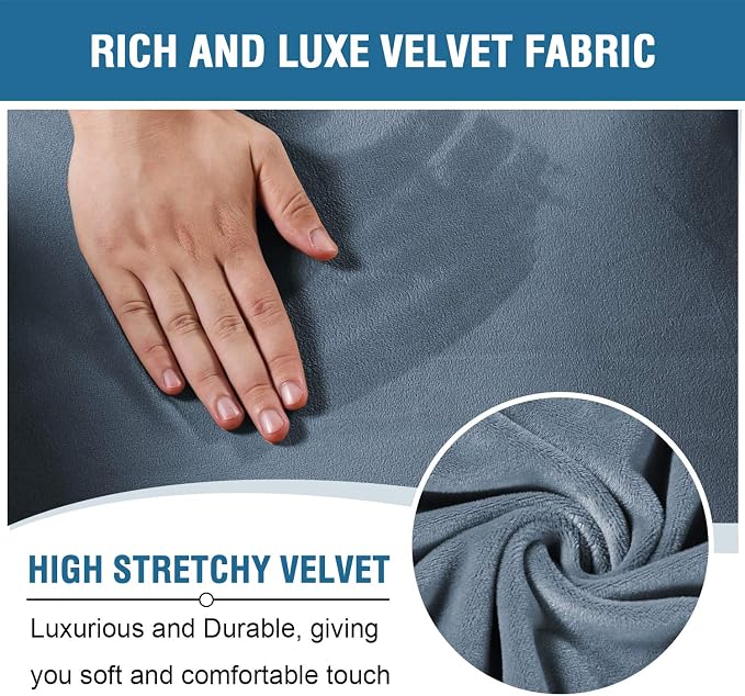 H.VERSAILTEX Velvet Stretch Recliner Couch Covers 6-Pieces Recliner Loveseat - Image 3