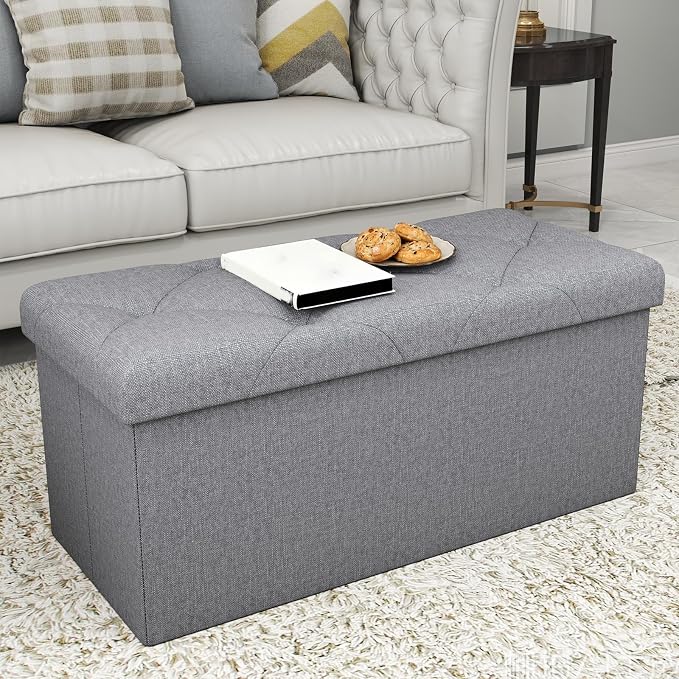 43 inch Storage Ottoman Bench, 30 inch Folding Storage Bench Ottoman, - Image 9