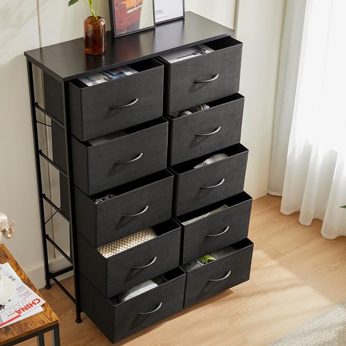 DUMOS Dresser for Bedroom, 10 Storage Drawers, Wide Fabric Closet Chests - Image 7