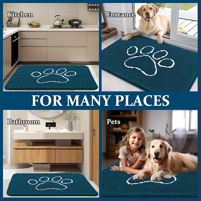 OLANLY Dog Door Mat for Muddy Paws 35x24, Paw Print Design, Absorbs Moisture - Image 8