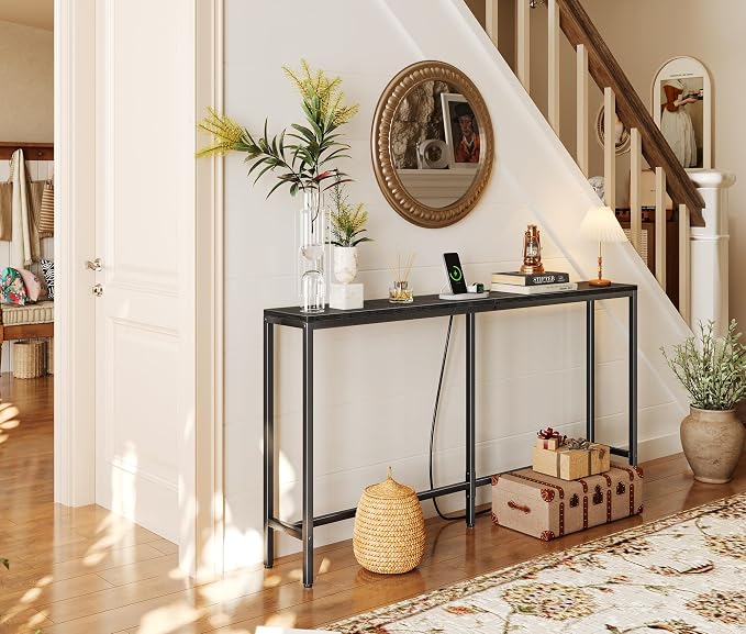 SUPERJARE Console Table with Outlet, 63 Inch Sofa Table with Charging Station - Image 7
