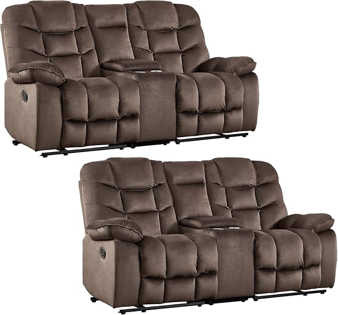 HAOMARKETS Manual Reclining Loveseat Sofa Set of 2 - Image 8