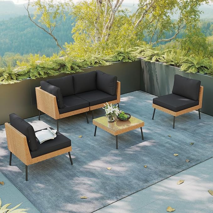 Aoxun Patio Furniture Set, 5 Piece Outdoor Sectional Sofas - Image 8