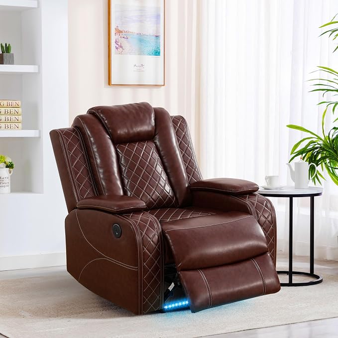 Power Recliner Sofa Set with LED Lights, Includes a Manual Recliner 1 Seat and - Image 3