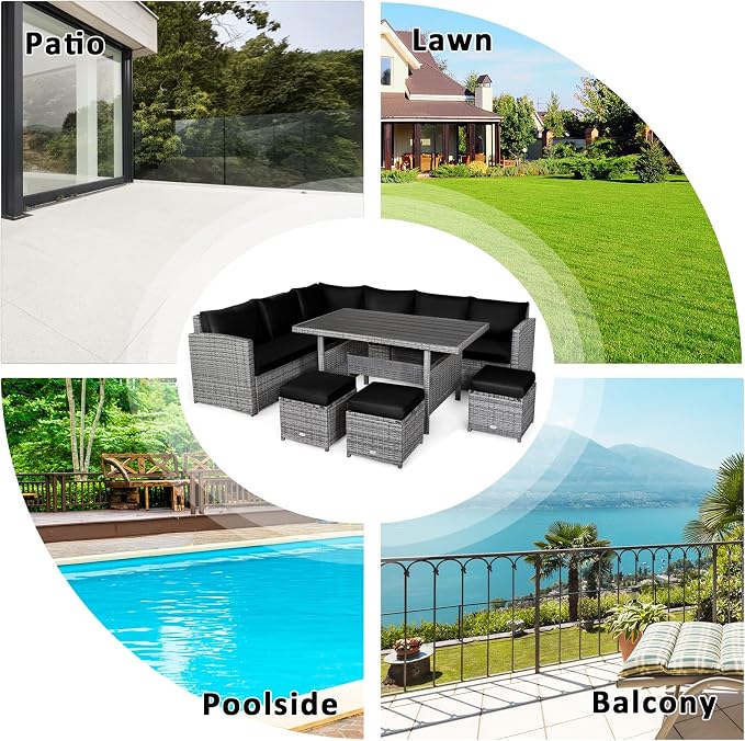 Tangkula 7 Pieces Patio Furniture Set, Outdoor Sectional Rattan Sofa Set - Image 7
