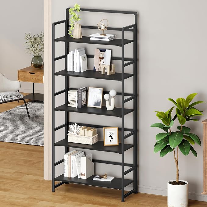 No Assembly Folding Bookshelf, 5 Tiers Collapsible Book Shelf - Image 4